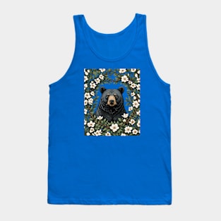 Louisianan Black Bear Peeking Through Magnolia Flowers Tank Top